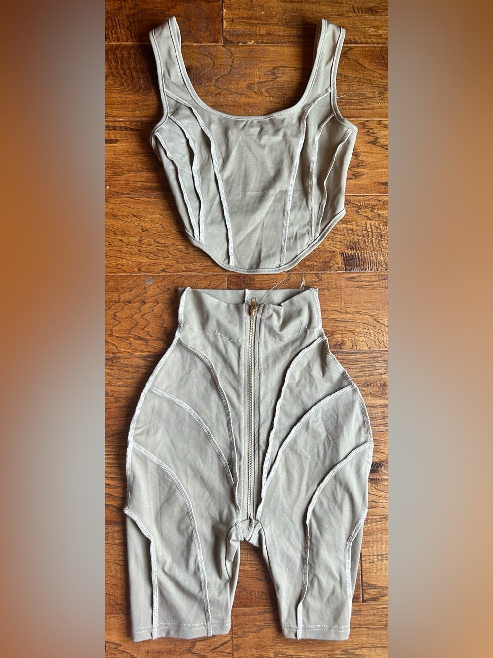 AKIRA Sage High-Waist Sculpted Zip-Front Shorts & Top